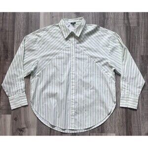 Express Boyfriend Portofino Womens Medium Green Stripe Button Down Shirt